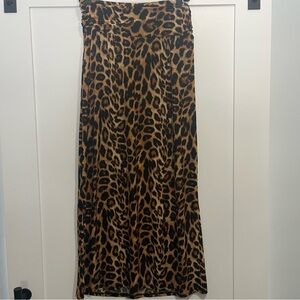 Leopard Animal Print Long Maxi Skirt Womens Small Stretchy Waist